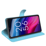 EIDERWOOD TCL 505 Litchi Kunstskinn Flip Deksel med Lommebok & Stativfunksjon - Blå