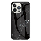 EIDERWOOD iPhone 16 Pro Max Marmordeksel med Glassrygg - Svart Marmor