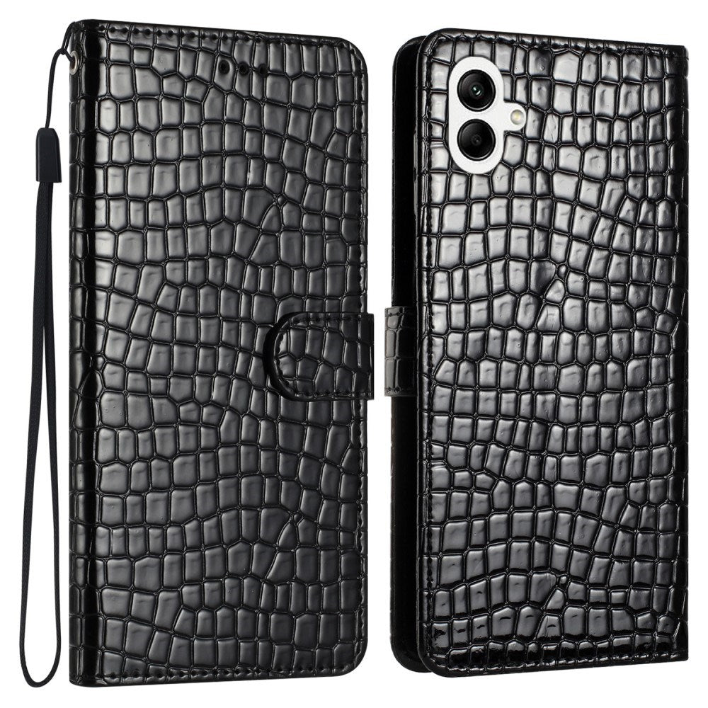 EIDERWOOD Samsung Galaxy A06 Flip Deksel med Crocodile Texture - Kunstskinn - Svart