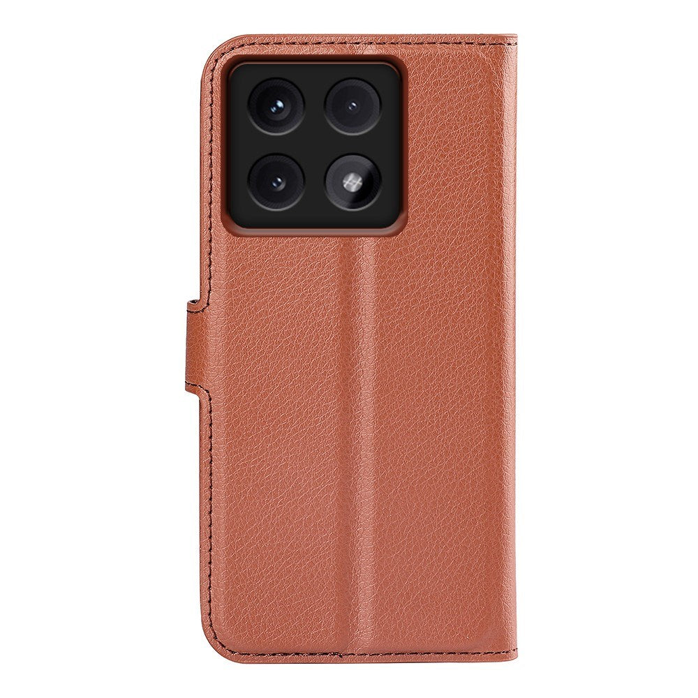 EIDERWOOD Xiaomi 14T Litchi Skin Flip Deksel med Lommebok - Brun