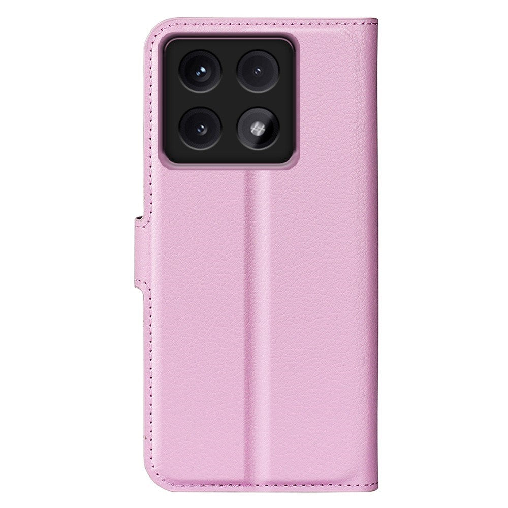 EIDERWOOD Xiaomi 14T Pro Litchi Skin Flip Deksel med Lommebok - Rosa