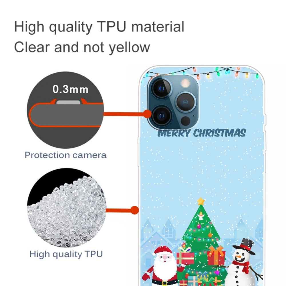 EIDERWOOD iPhone 16 Pro Fleksibelt Plast Jul Deksel - Merry Christmas - Julenissen og Snømannen