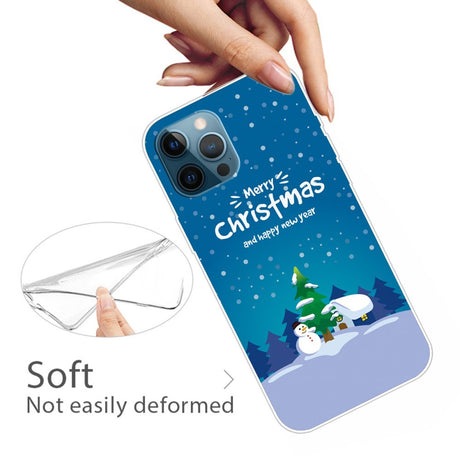 EIDERWOOD iPhone 16 Pro Fleksibelt Plast Jul Deksel - Merry Christmas - Snømann og Juletre