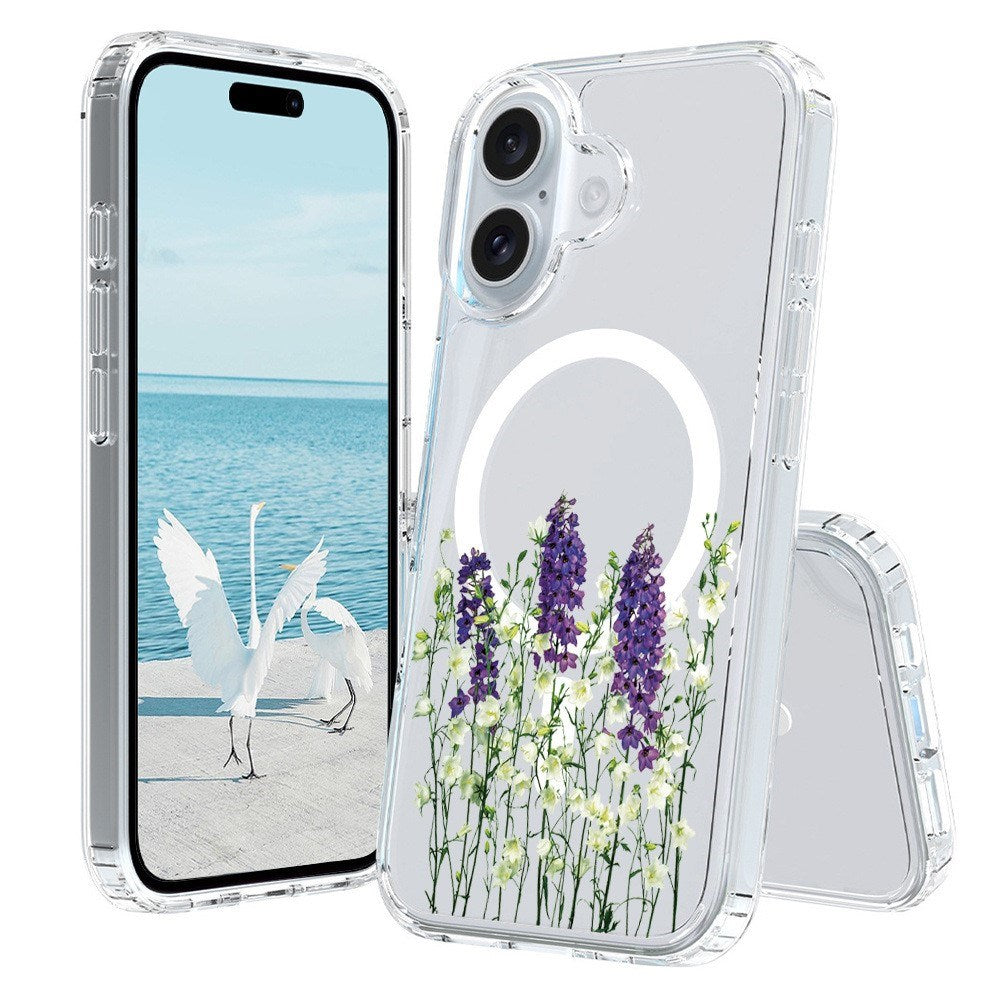EIDERWOOD iPhone 16 Hybrid Plast Deksel - MagSafe Kompatibel - Lavendel Blomster