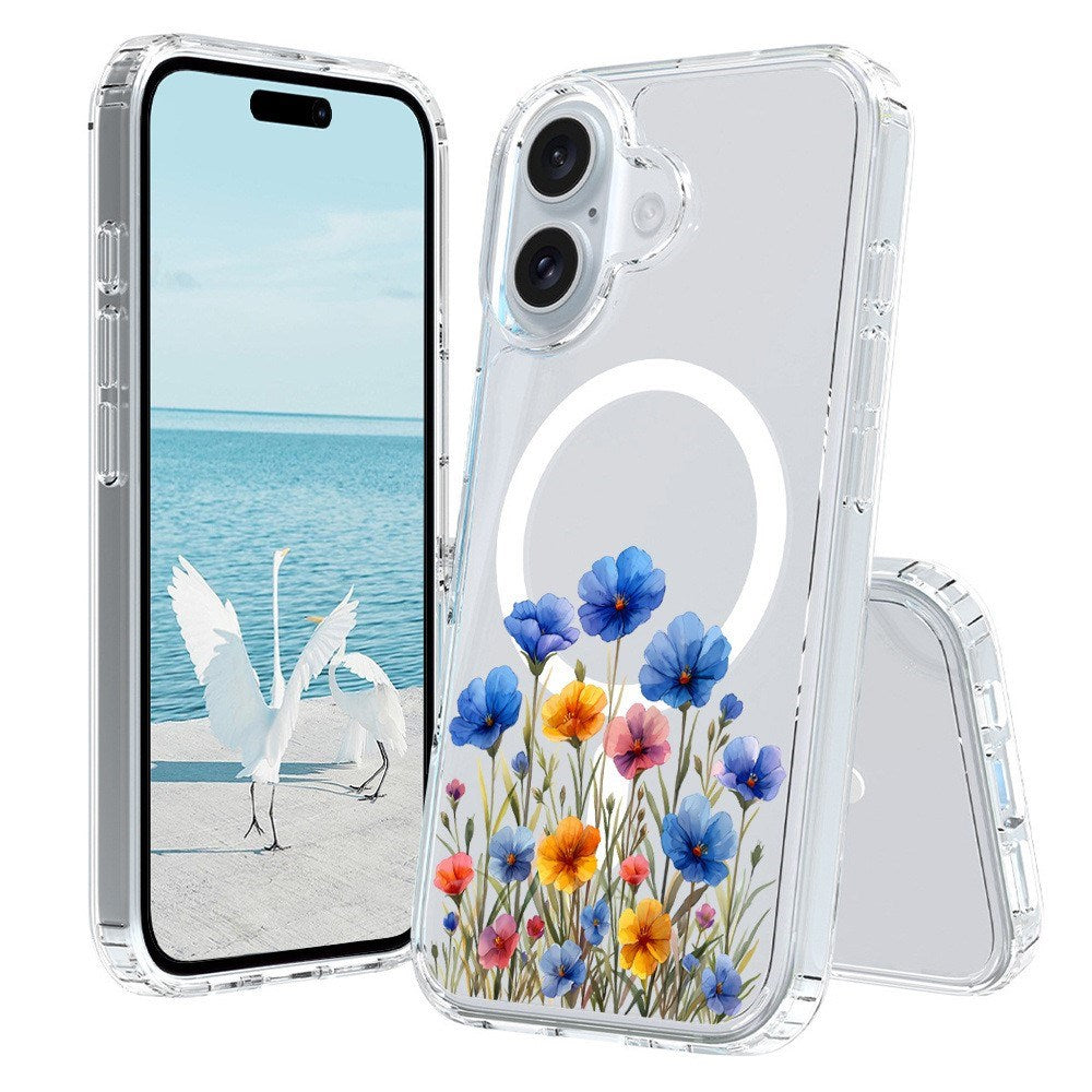 EIDERWOOD iPhone 16 Hybrid Plast Deksel - MagSafe Kompatibel - Valmue Blomster