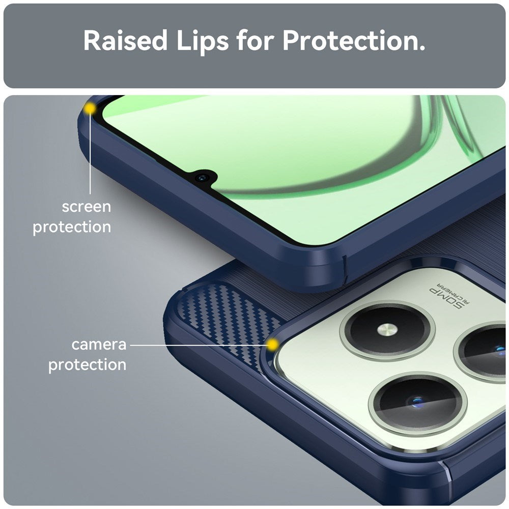 Realme Note 60x (4G) / C63 (4G) / C61 (4G) EIDERWOOD Carbon Fiber Deksel - Blå