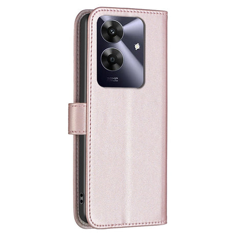 Realme Note 60 / 60x (4G) / C63 (4G) / C61 (4G) Kunstskinn Deksel med Stativfunksjon & Kortholder - Rose Gold