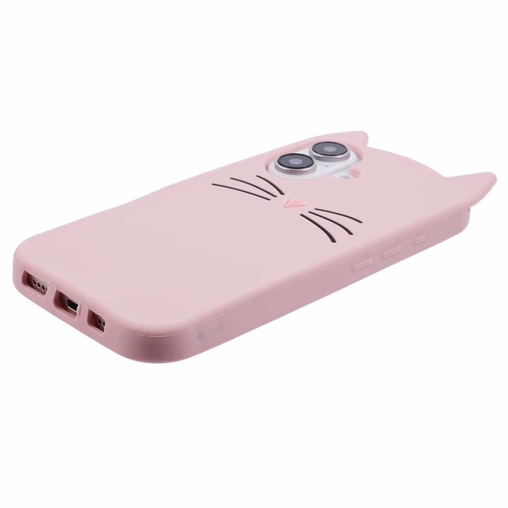 EIDERWOOD iPhone 16 Plus Silikon Deksel med Katteører - Rosa