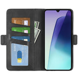 EIDERWOOD Xiaomi Redmi 14C / Poco C75 Kunstskinn Flip Deksel med Kortholder & Ståfunksjon - Svart