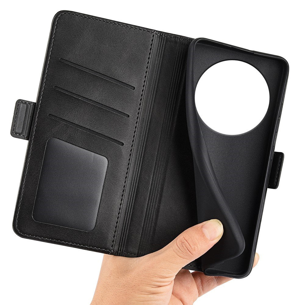 EIDERWOOD Xiaomi Redmi 14C / Poco C75 Kunstskinn Flip Deksel med Kortholder & Ståfunksjon - Svart