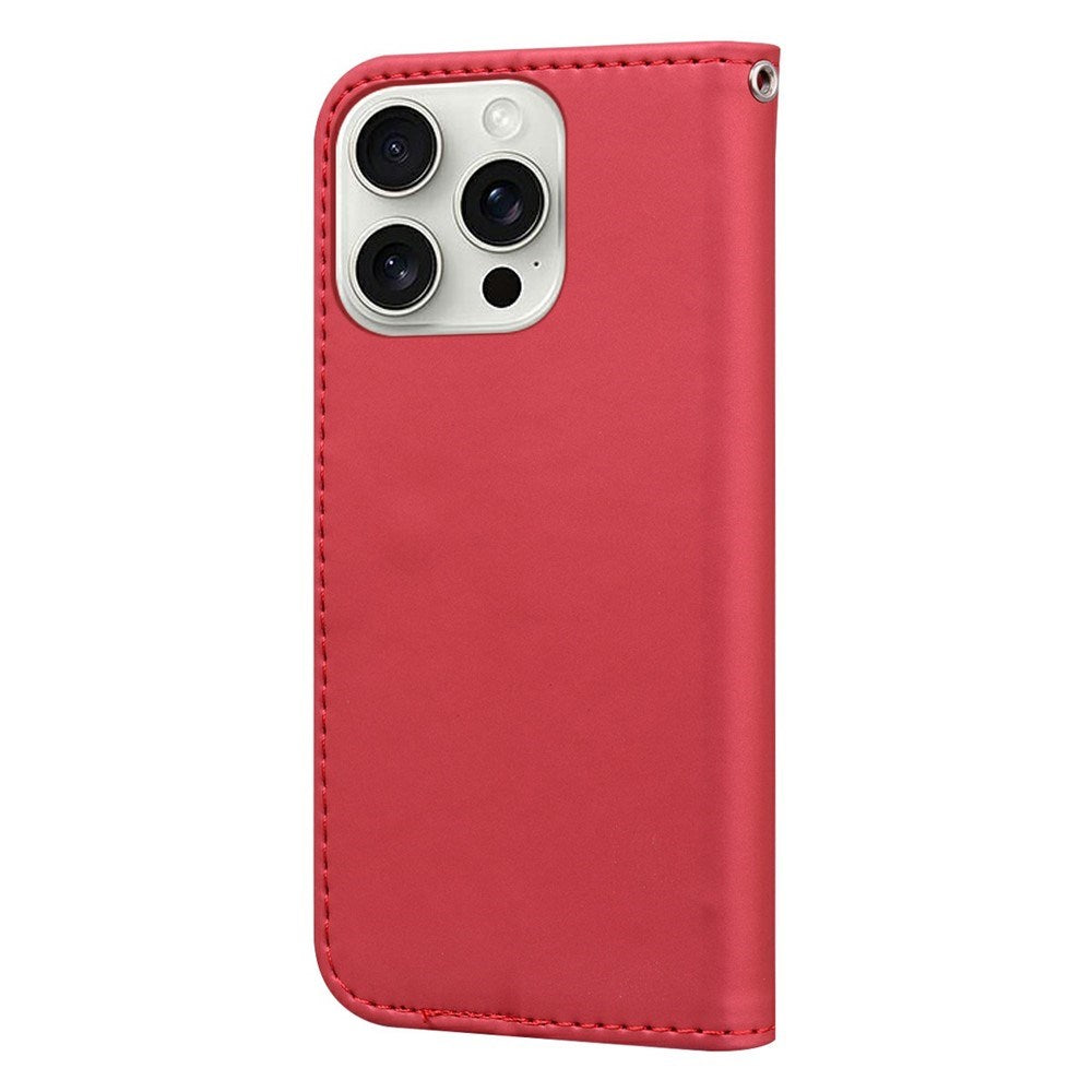 iPhone 16 Pro Kunstskinn Flip Deksel m. Figur - Rød