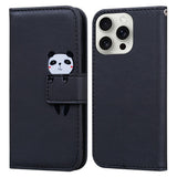 iPhone 16 Pro Kunstskinn Flip Deksel m. Figur - Svart