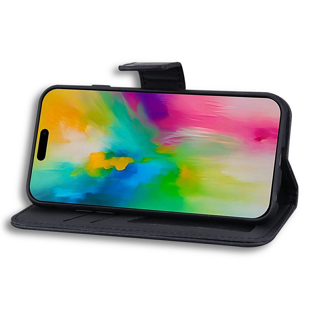 iPhone 16 Pro Kunstskinn Flip Deksel m. Figur - Svart