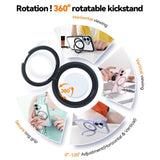 TORRAS iPhone 16 Hybrid Plast Deksel m. Roterbar Kickstand Ring - MagSafe Kompatibel - Gjennomsiktig / Blå