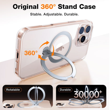 TORRAS iPhone 16 Pro Max Hybrid Plast Deksel m. Ståfunksjon - MagSafe Kompatibel - Gjennomsiktig