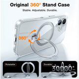 TORRAS iPhone 16 Hybrid Plast Deksel m. Ståfunksjon - MagSafe Kompatibel - Gjennomsiktig