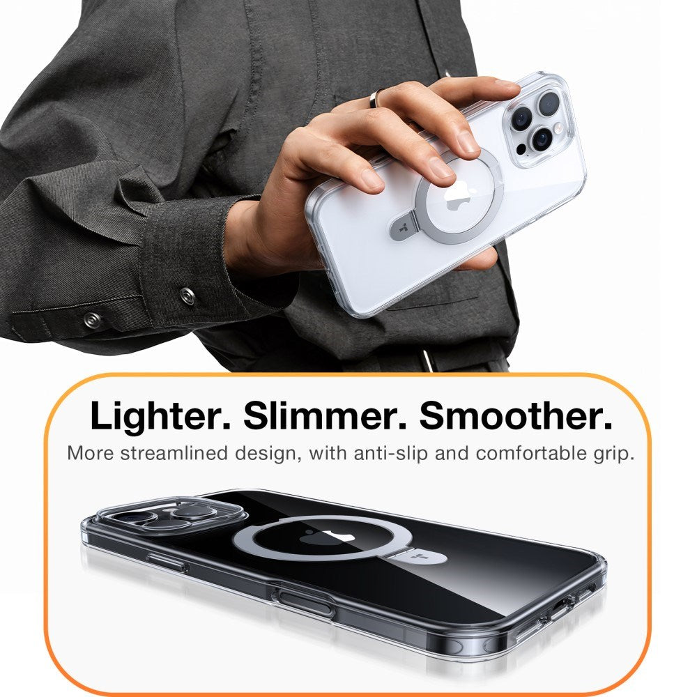 TORRAS iPhone 16 Pro Guardian Ostand Series Deksel m. Stativ - MagSafe Kompatibel - Gjennomsiktig