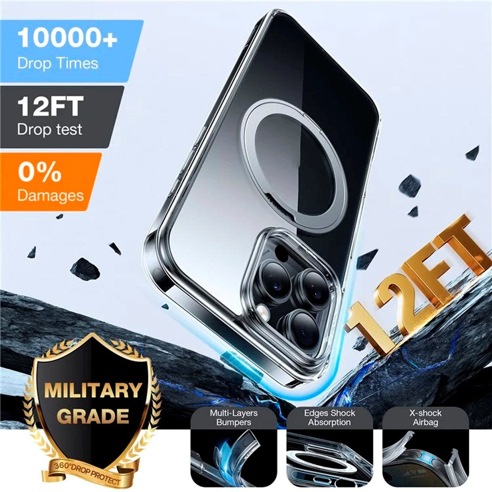 TORRAS iPhone 16 Pro Max Plast Deksel m. Støttering - MagSafe Kompatibel - Gjennomsiktig