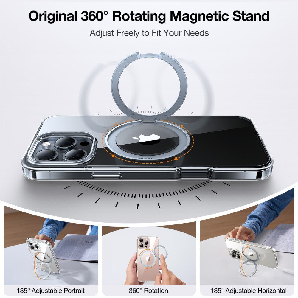 TORRAS iPhone 16 Pro Max Plast Deksel m. Støttering - MagSafe Kompatibel - Gjennomsiktig