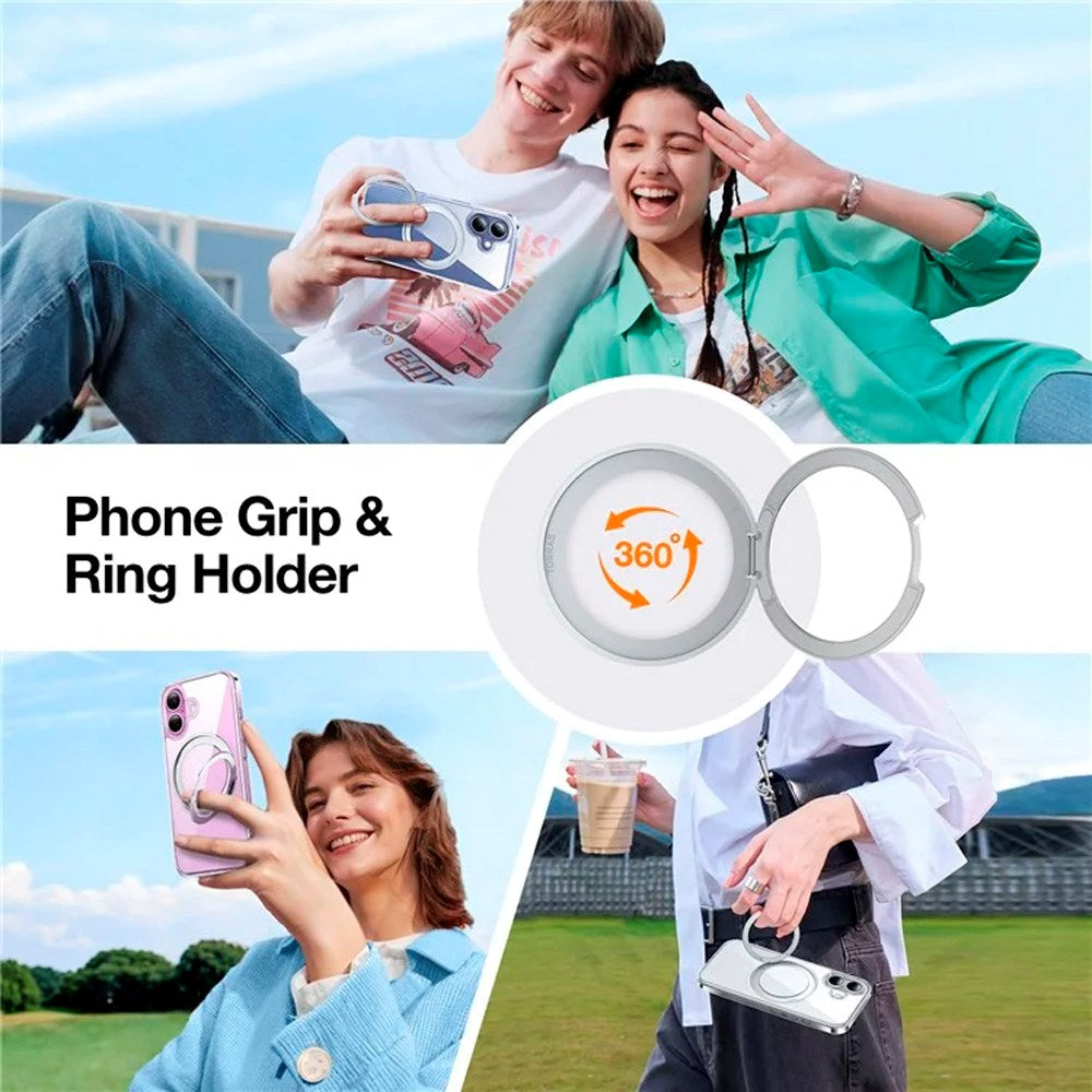 TORRAS iPhone 16 Fleksibelt Plast Deksel m. Ringstativ - MagSafe Kompatibel - Grå