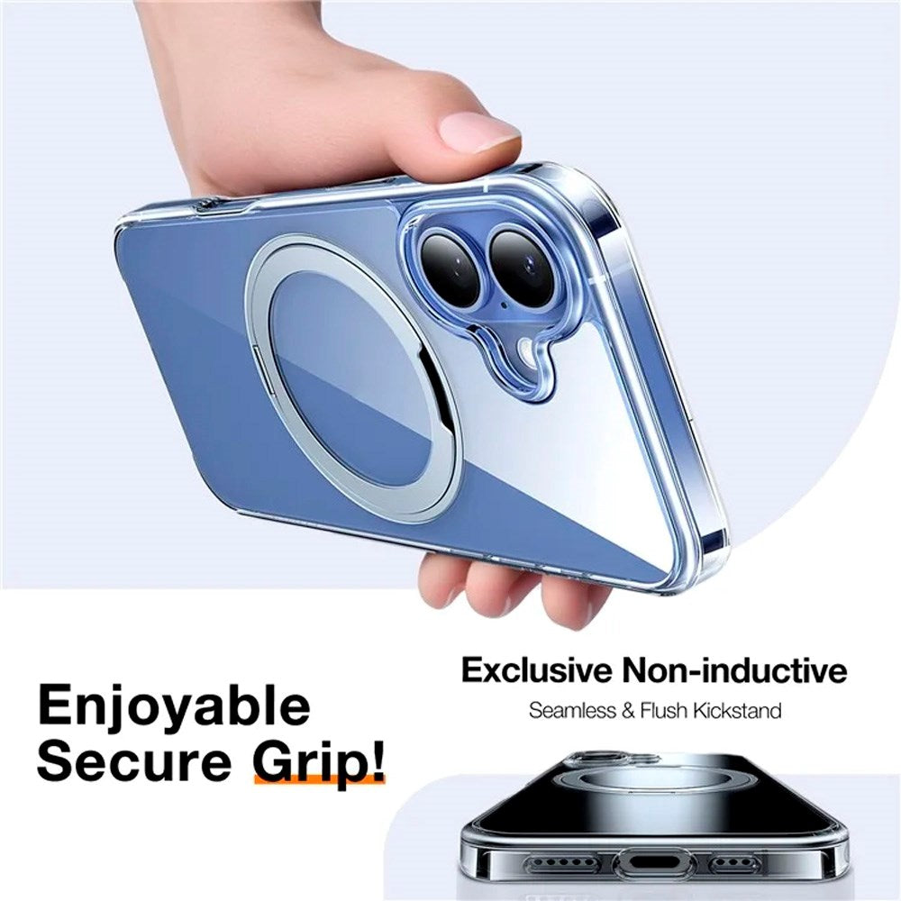 TORRAS iPhone 16 Fleksibelt Plast Deksel m. Ringstativ - MagSafe Kompatibel - Grå