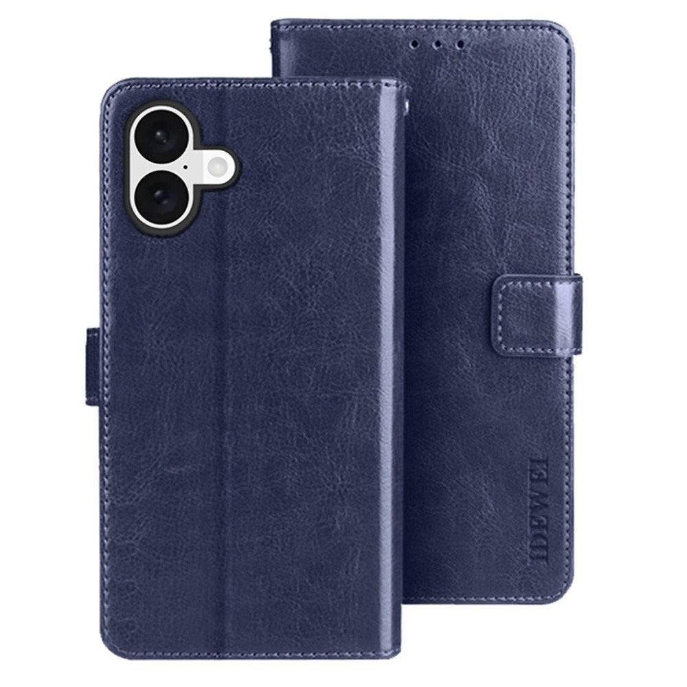 EIDERWOOD iPhone 16 Plus Kunstskinn Flip Deksel m. Lommebok & Stativfunksjon - Blå