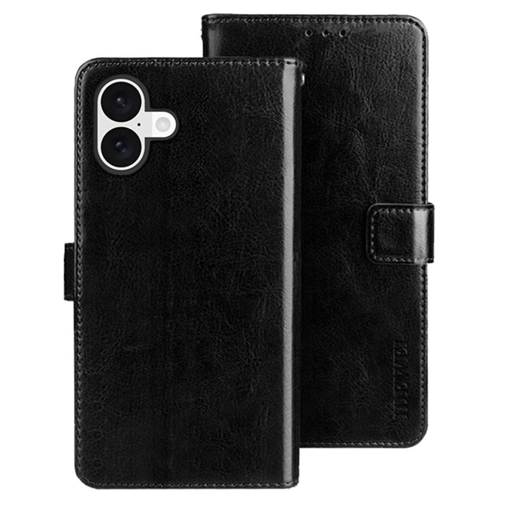 EIDERWOOD iPhone 16 Plus Kunstskinn Flip Deksel m. Lommebok & Stativfunksjon - Svart