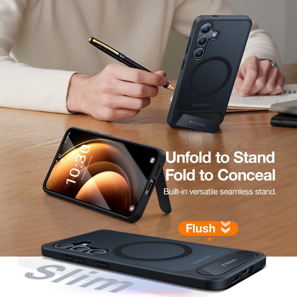 TORRAS Samsung Galaxy S24 Ultra Hybrid Deksel m. Kickstand - MagSafe Kompatibel - Svart