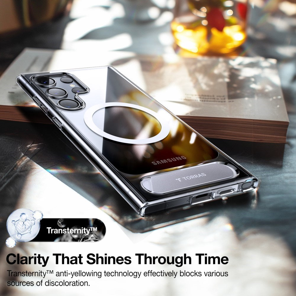TORRAS Samsung Galaxy S24 Ultra Hybrid Deksel m. Kickstand - MagSafe Kompatibel - Gjennomsiktig
