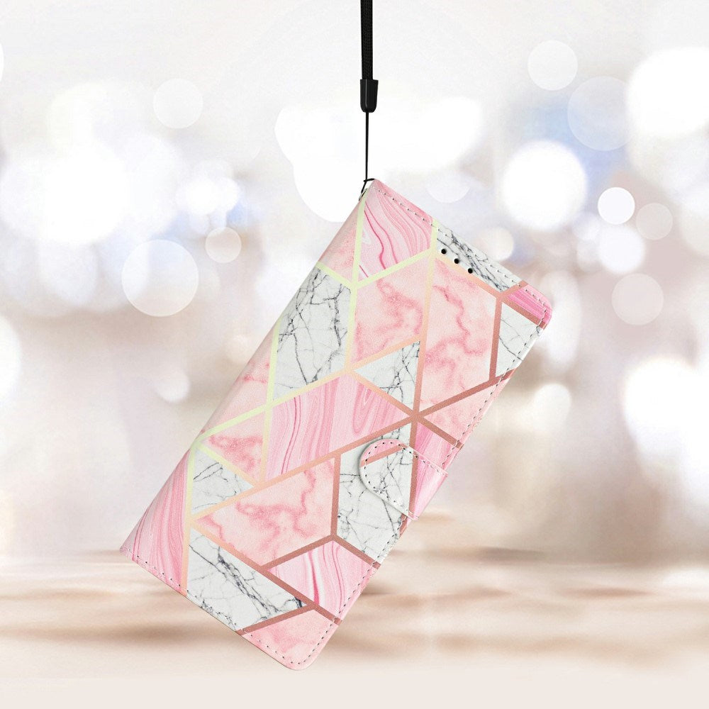 EIDERWOOD Samsung Galaxy S25+ (Plus) Flip Deksel med Kortholder & Reim - Rosa Marmor