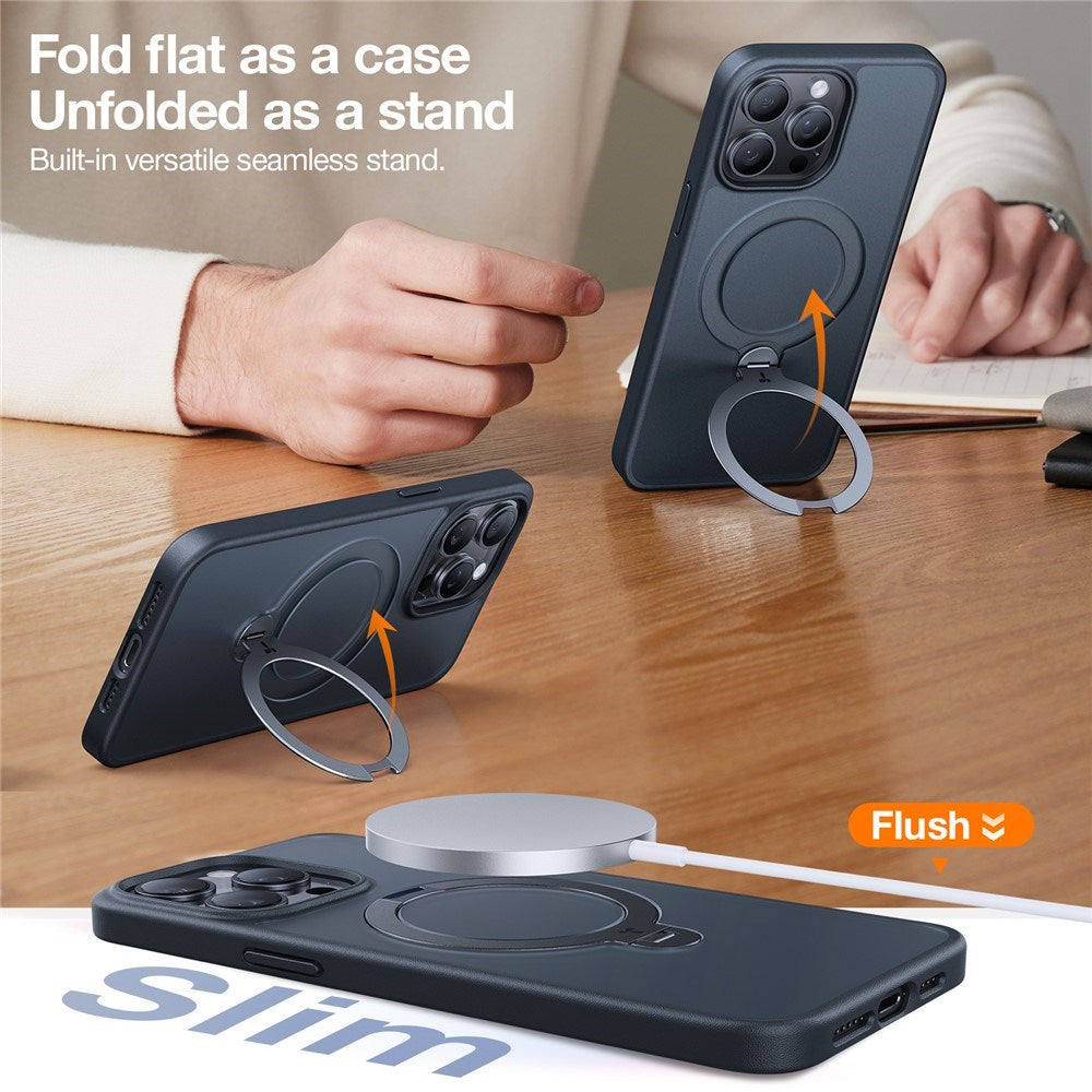 iPhone 15 Pro TORRAS Deksel med Kickstand - MagSafe Kompatibel - Svart