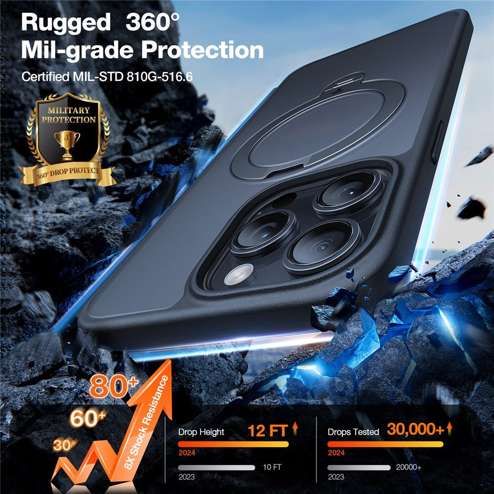 iPhone 15 Pro TORRAS Deksel med Kickstand - MagSafe Kompatibel - Svart