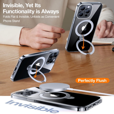 TORRAS iPhone 15 Pro Hybrid Plast Deksel m. Ståfunksjon - MagSafe Kompatibel - Gjennomsiktig