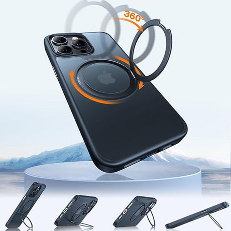 TORRAS iPhone 15 Pro Hybrid Plast Deksel m. Stativ - MagSafe Kompatibel - Svart