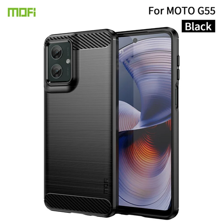 Motorola Moto G55 5G MOFI Carbon Fiber Deksel - Svart