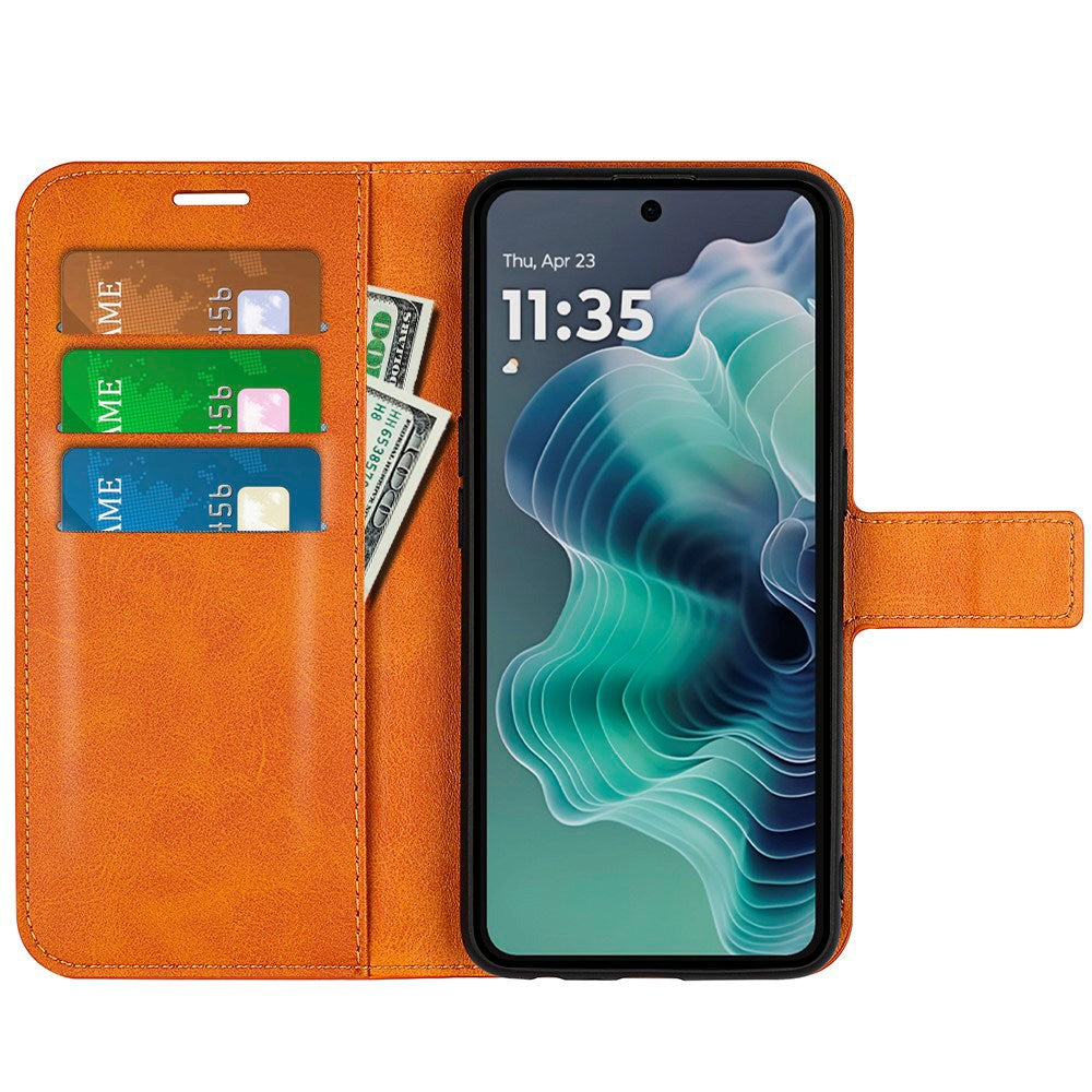 Praktisk Etui for Motorola Moto G35 5G i PU Lær - Oransje