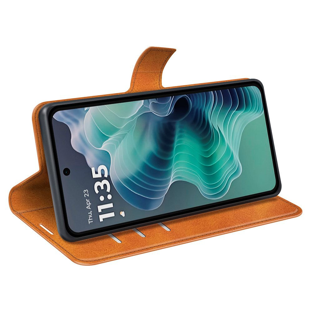 Praktisk Etui for Motorola Moto G35 5G i PU Lær - Oransje