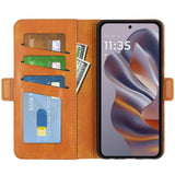 Motorola Edge 50 Neo Wallet Flip Deksel i læder med Pung - Gul