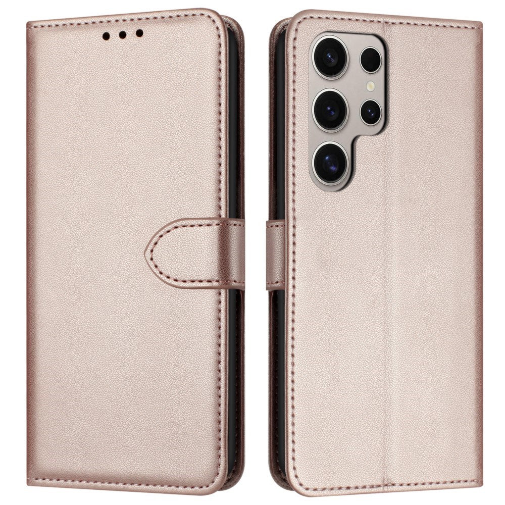 EIDERWOOD Samsung Galaxy S25 Ultra Kunst Skinn Flip Deksel med Avtakbar Stropp - Rose Gold