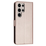 EIDERWOOD Samsung Galaxy S25 Ultra Kunst Skinn Flip Deksel med Avtakbar Stropp - Rose Gold