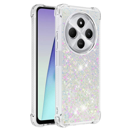 EIDERWOOD Xiaomi Redmi 14C Fleksibelt Plast Deksel med Flytende Glitter - Sølv