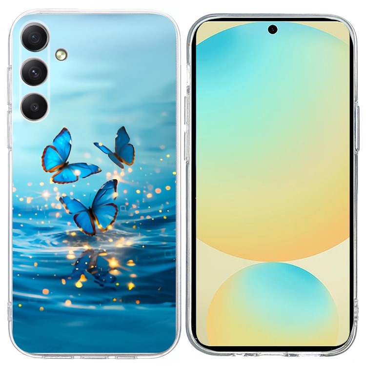 EIDERWOOD Samsung Galaxy S25 FE Fleksibelt Plast Deksel med Motiv - Vann / Blå Sommerfugler