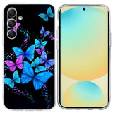 EIDERWOOD Samsung Galaxy S25 FE Fleksibelt Plast Deksel med Motiv - Svart / Blå Sommerfugler