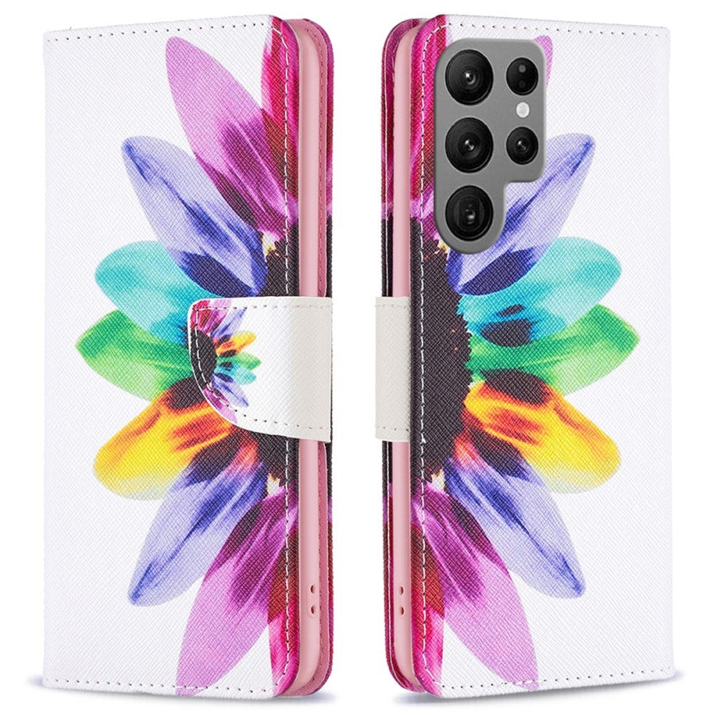 EIDERWOOD Samsung Galaxy S25 Ultra Kunstskinn Deksel med Lommebok og Stativfunksjon - Solsikke