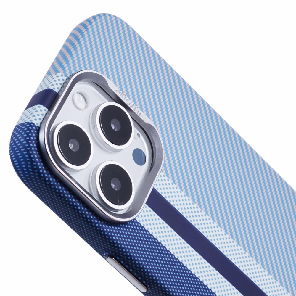 EIDERWOOD Mønstret Carbon Deksel - iPhone 16 Pro - MagSafe Kompatibel - Blue Stripes