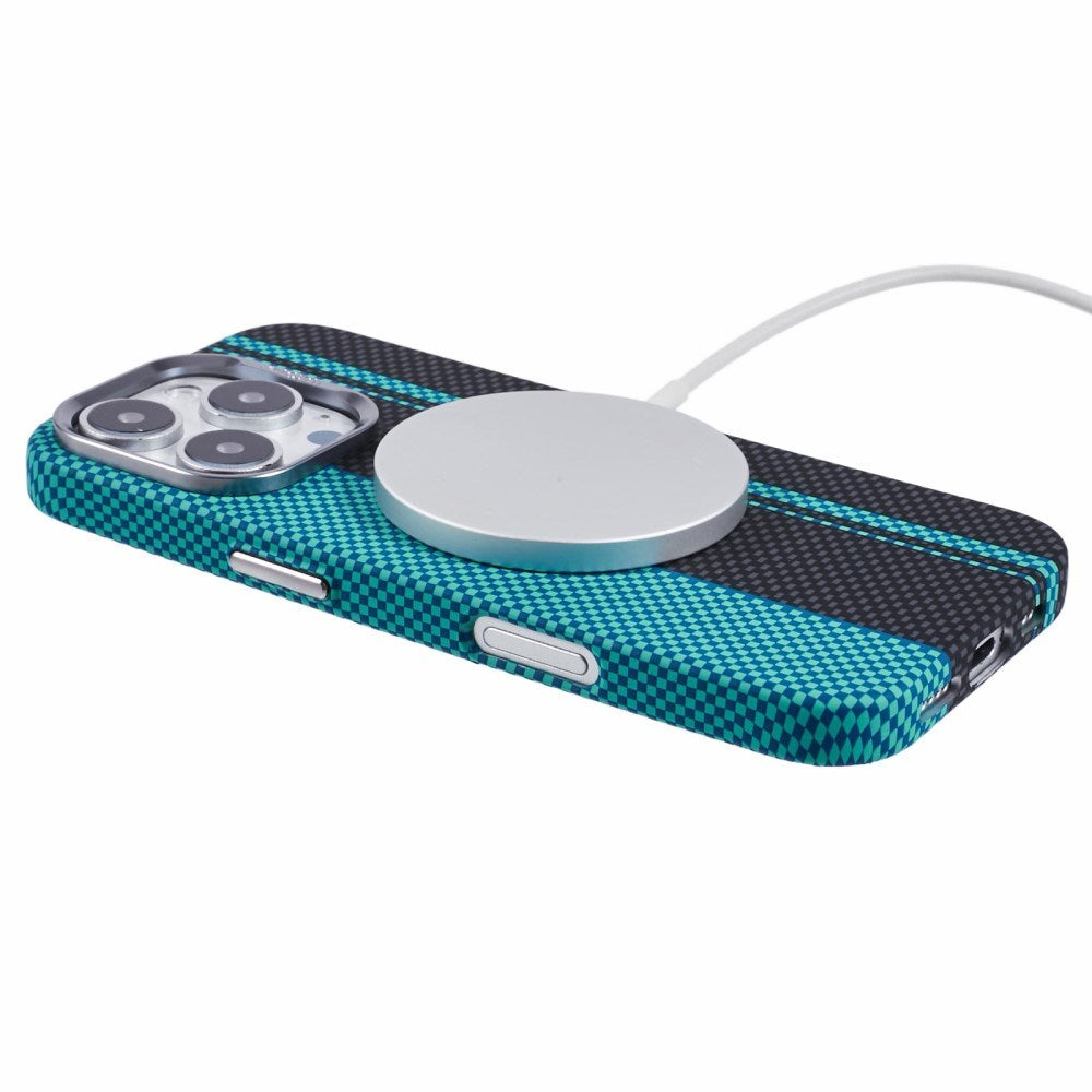 EIDERWOOD Mønstret Carbon Deksel - iPhone 16 Pro - MagSafe Kompatibel - Blue/Black