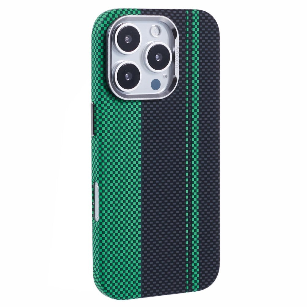 EIDERWOOD Mønstret Carbon Deksel - iPhone 16 Pro - MagSafe Kompatibel - Green/Black