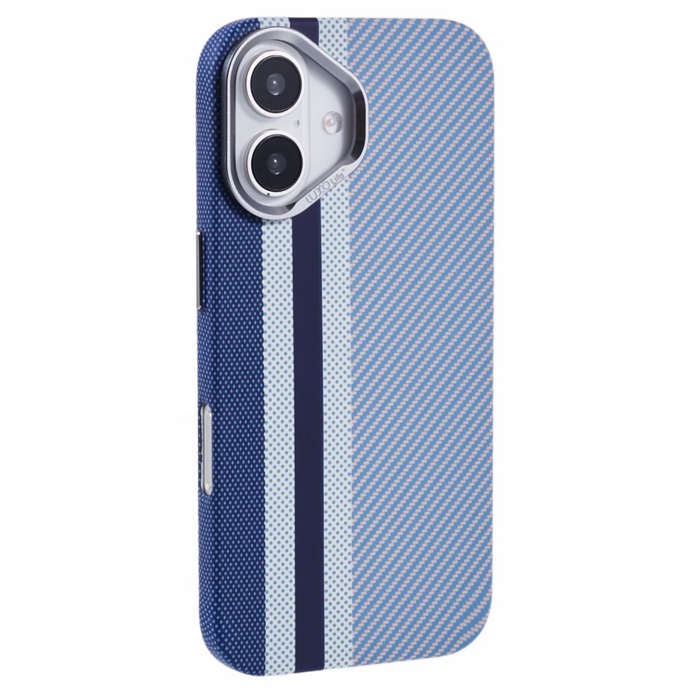 EIDERWOOD Mønstret Carbon Deksel - iPhone 16 - MagSafe Kompatibel - Blue Stripes