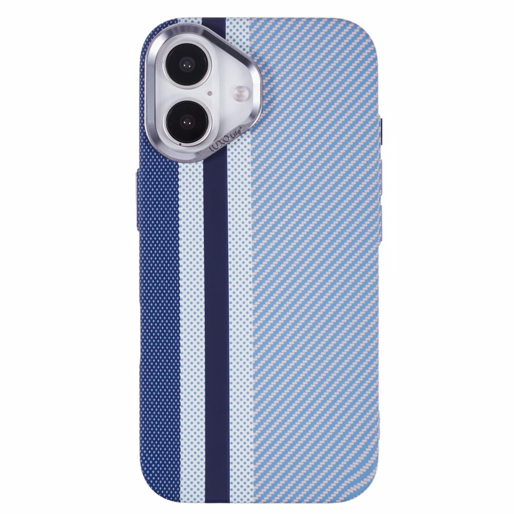 EIDERWOOD Mønstret Carbon Deksel - iPhone 16 - MagSafe Kompatibel - Blue Stripes