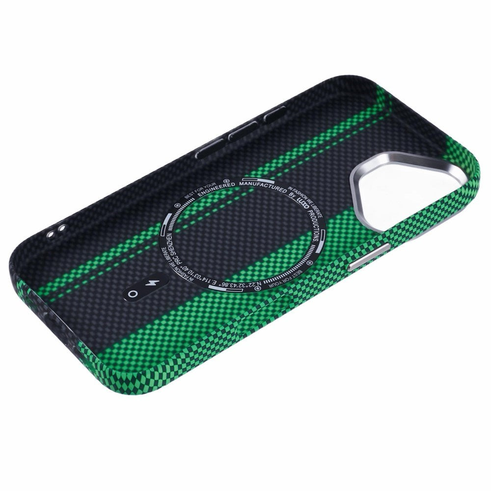 EIDERWOOD Mønstret Carbon Deksel - iPhone 16 - MagSafe Kompatibel - Green/Black